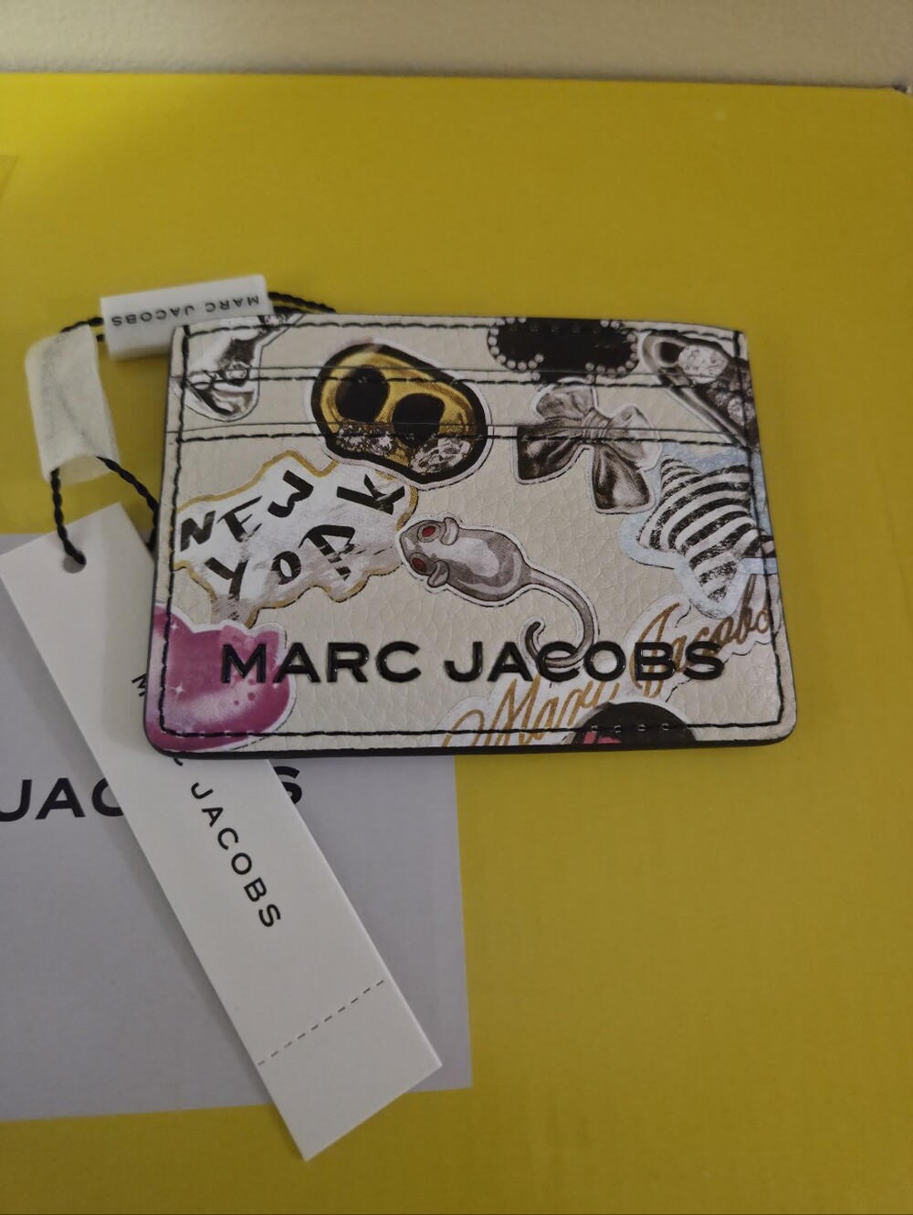 Marc Jacobs Sticker Bold Slim Card Case White Multi